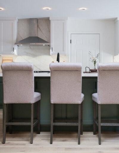 Island seating with upholstered stools, San Jose, CA