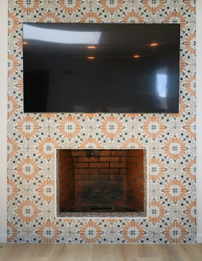 Patterned tile fireplace surround, San Jose, CA